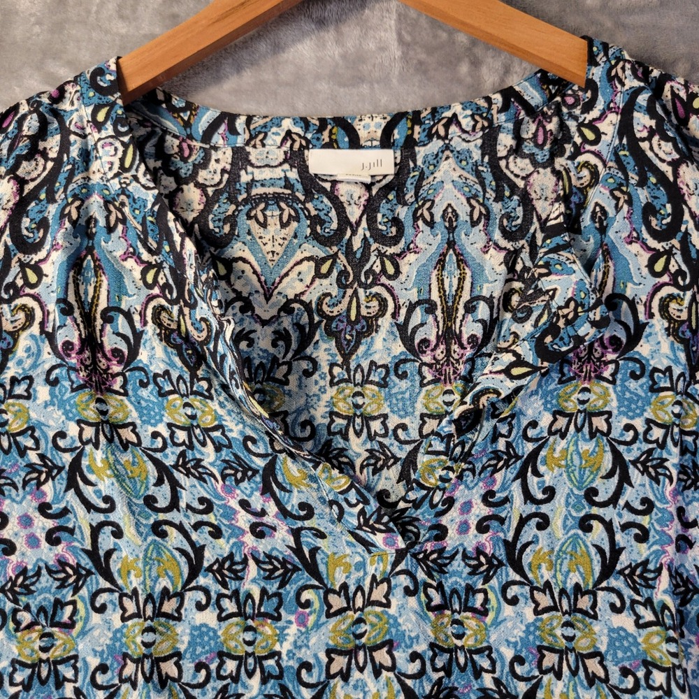 J Jill Womens LP Sheer Floral Long Sleeve Tunic Blouse Lightweight Relaxed Fit - Picture 4 of 9